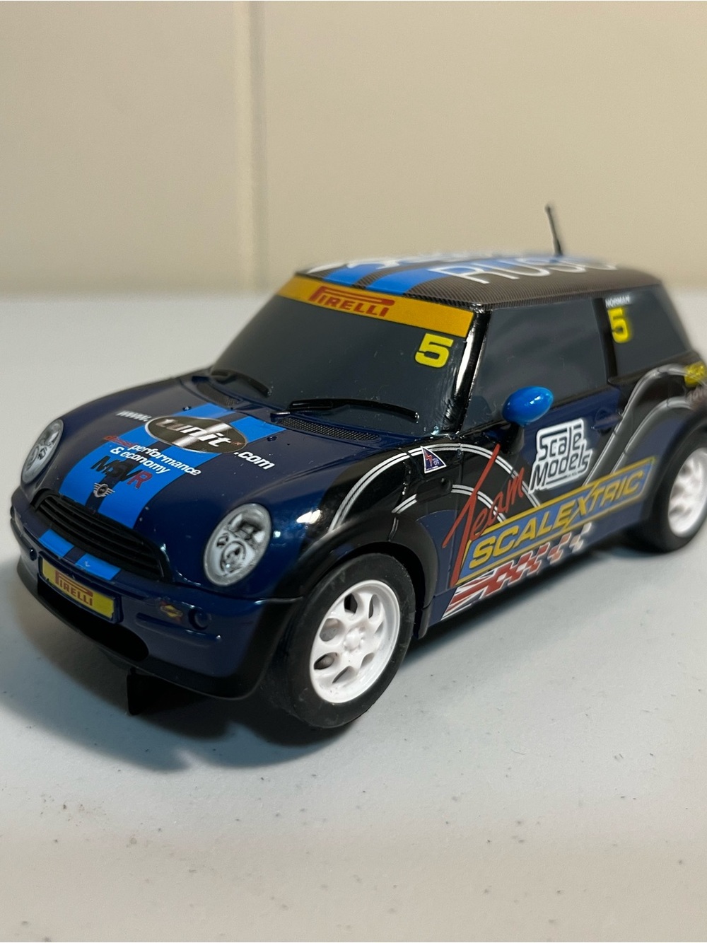Blue Mini Cooper Racing Car Toy